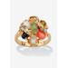 Women's Coral, Opal, Jade, Onyx And Tiger'S-Eye Cluster Ring In Gold-Plated by PalmBeach Jewelry in Gold (Size 10)