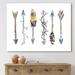 East Urban Home Colorful Ethnics Arrows in Native American Style - Graphic Art on Canvas Canvas, in Blue/Gray/Yellow | 12 H x 20 W x 1 D in | Wayfair