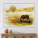 East Urban Home Horse Grazing on a Meadow - Painting on Canvas Metal in Yellow | 30 H x 40 W x 1 D in | Wayfair 4ED6DF9033C1474396DD82BEA22CBA5A