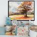 East Urban Home Lone Oak In The Fields w/ Autum Leaves - Floater Frame Print on Canvas Metal in Orange | 24 H x 32 W in | Wayfair