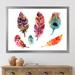East Urban Home Colorful Boho Feather Set II - Picture Frame Painting on Canvas Canvas, Wood in Blue/Green/Pink | 12 H x 20 W x 1 D in | Wayfair