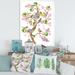 East Urban Home Tree w/ Colorful Birds on Flowering Branches - Picture Frame Graphic Art on Canvas Metal in Brown/Green/Indigo | Wayfair