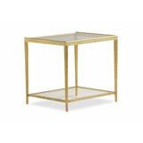 Maitland-Smith Jinx Glass Top End Table w/ Storage Glass/Metal in Yellow | 25 H x 22 W x 27 D in | Wayfair HM1019E-2