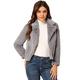 Allegra K Women's Autumn Winter Cropped Jacket Notch Lapel Faux Fur Fluffy Coat Grey M