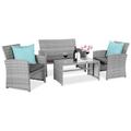 Best Choice Products 4-Piece Outdoor Wicker Patio Conversation Furniture Set w/ Table Cushions - Gray/Gray