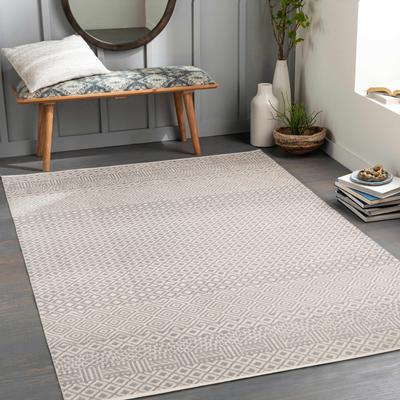 Maanas 6'7" Round Washable Moroccan Gray/Light Gray Washable Area Rug - Boutique Rugs