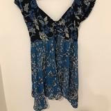 Free People Tops | Free People Puff Sleeve Off The Shoulder Tunic | Color: Black/Blue | Size: M