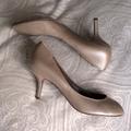 Nine West Shoes | Nine West Classic Silhouette Leather Peep Toe With Kitten Heel Champagne Gold | Color: Gold/Tan | Size: 6.5
