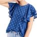 J. Crew Tops | J. Crew Ruffle Sleeve Blue Metallic Polka Dot Top | Color: Blue/Silver | Size: S