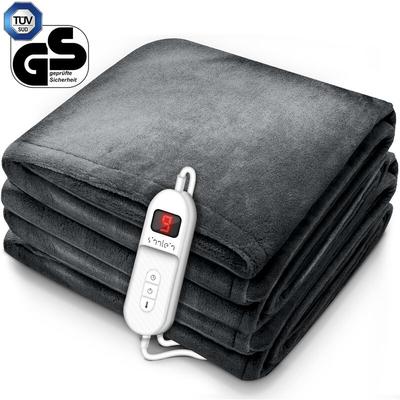 Sinnlein - Heizdecke elektrisch 160x120cm Grau Wärmeunterbett xxl Heizmatte Abschaltautomatik Image