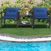 Gymax 3PCS Rattan Rocking Chair Table Set Patio Furniture Set w/ Navy - 25'' x 27'' x 28''