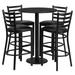 30'' Round Laminate Table Set with Round Base and 4 Ladder Back Metal Barstools