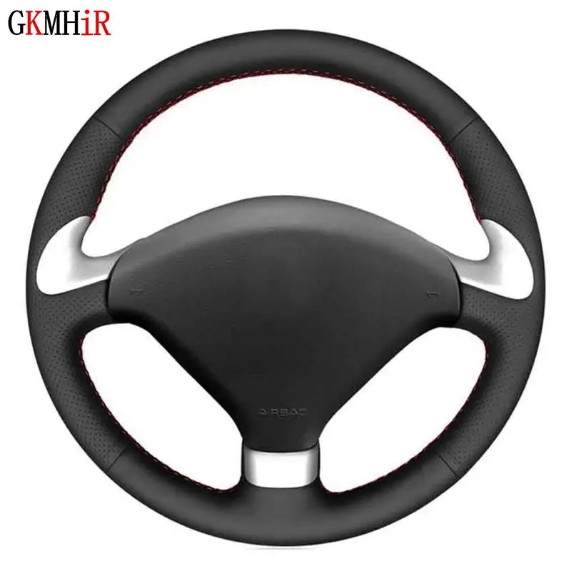 Housses de volant de voiture en cuir artificiel noir souple, pour Peugeot 307 CC 2004-2009 307 SW 2004-2009 407 407 SW 2004-2009