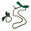 J. Crew Jewelry | J. Crew Ribbon Fabric Chain Necklace & Bracelet | Color: Gold/Green | Size: Os