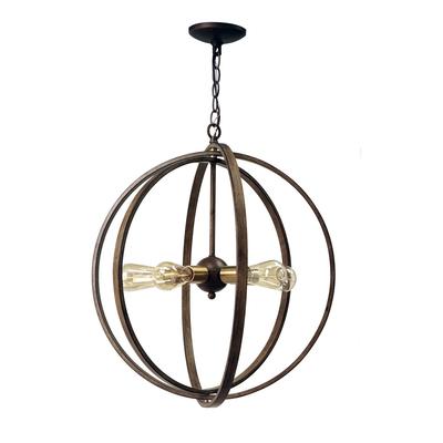 Alpha 5-Light Orb Chandelier in Distressed Antique Brass Finish - Yosemite Home Décor 120029649