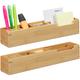 Relaxdays - 2 x Schreibtisch Organizer Bambus, 11 Fächer Aufbewahrungsbox, Stifteköcher, Büro