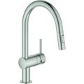 Grohe Einhand-Spültischbatterie MINTA C-Auslauf, herausziehbare Dual Spülbrause chrom 32321002