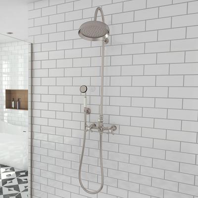 Randolph Morris Mason Hill Collection Exposed Gooseneck Shower Set with Wall Mount Handshower RMHL3-BN