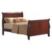 Traditional Style Twin Size Wooden Sleigh Bed, Cherry Brown