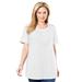 Plus Size Women's Perfect Button-Sleeve Shirred Scoop-Neck Tee by Woman Within in White (Size 4X) Shirt
