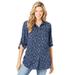 Plus Size Women's Utility Button Down Shirt by Woman Within in Navy Floral (Size 22/24)