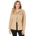 Plus Size Women's Peplum Denim Jacket by Jessica London in New Khaki (Size 26 W) Feminine Jean Jacket