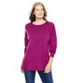 Plus Size Women's Perfect Long-Sleeve Crewneck Tee by Woman Within in Raspberry (Size 3X) Shirt