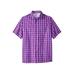 Men's Big & Tall Short-Sleeve Plaid Sport Shirt by KingSize in Dark Magenta Plaid (Size 5XL)