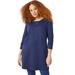 Plus Size Women's French Terry Tunic Dress by ellos in Navy (Size 1X)