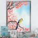 East Urban Home Beautiful Red Bird on Flowering Branch I - Picture Frame Painting on Canvas Metal in Pink/Yellow | 40 H x 30 W x 1.5 D in | Wayfair