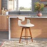 Mistana™ Dirksen Swivel 25.5" Counter Stool Wood/Upholstered/Leather in Brown | 36 H x 21.25 W x 21.75 D in | Wayfair