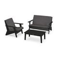 Sol 72 Outdoor™ Sol 72 3-Piece Modern Deep Seating Lounge Set Plastic in Black | 32.75 H x 52 W x 32.25 D in | Wayfair