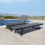 Arlmont & Co. Vivere Keilia Aluminum Urban Sun Lounger Set Made w/ Premium Phifertex Outdoor Fabric Metal in Black | 40 H x 24 W x 77 D in | Wayfair