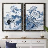Red Barrel Studio® Blue & White Asian Garden I - 2 Piece Picture Frame Painting Set on Canvas Canvas, in Blue/White | Wayfair