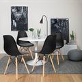 George Oliver 4 Pieces Modern Dining Chair w/ Linen Cushion Plastic/Acrylic/Wood in Black | 33 H x 18 W x 19 D in | Wayfair