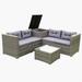 Red Barrel Studio® Outdoor Furniture Sofa Set w/ Large Storage Box Synthetic Wicker/All - Weather Wicker/Wicker/Rattan in Gray | Wayfair