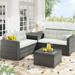 Red Barrel Studio® Outdoor Furniture Sofa Set w/ Large Storage Box Synthetic Wicker/All - Weather Wicker/Wicker/Rattan in Brown | Wayfair