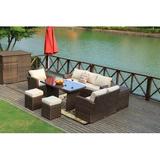 Wildon Home® Amayha 7 Piece Rattan Sofa Seating Group w/ Cushions Synthetic Wicker/All - Weather Wicker/Wicker/Rattan in Brown | Outdoor Furniture | Wayfair