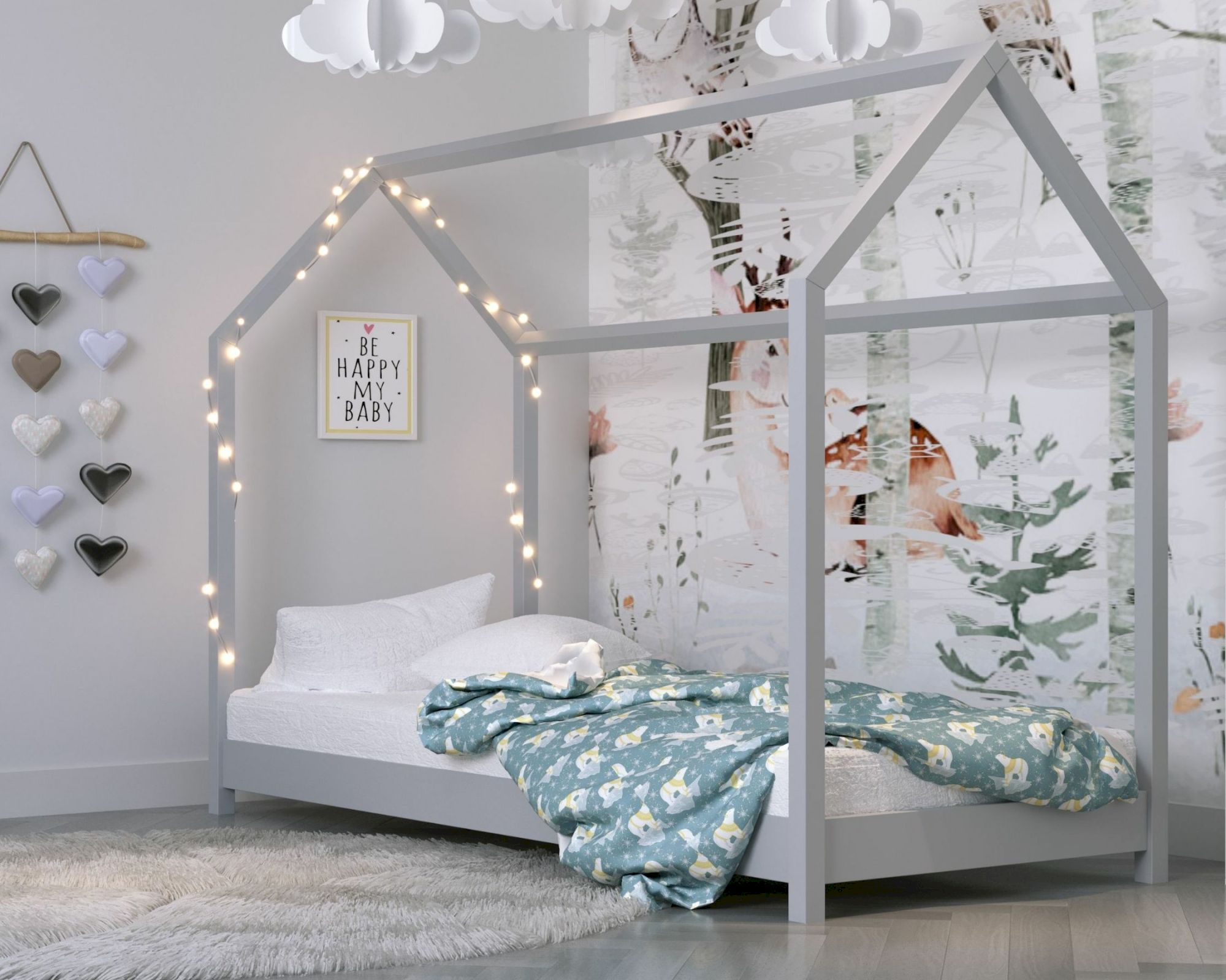 KocotKids »Bella« Kinderbett grau 90x200 cm