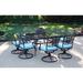 Hanover Traditions Blue Aluminum 9-Piece 60-inch Dining Set With Square Glass-top Dining Table