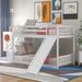 AOOLIVE Wood Twin Over Twin Bunk Bed with Slide and Stairway,White
