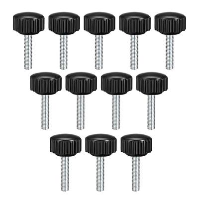 M4x20mm Male Thread Knurled Clamping Knobs Grip Thumb Screw on 12Pcs - Black,Silver Tone