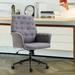 Modern Mid-Back Tufted Linen Fabric Swivel Task Chair with Arms