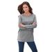 Plus Size Women's Long-Sleeve Crewneck Ultimate Tee by Roaman's in Medium Heather Grey (Size L) Shirt
