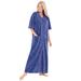 Plus Size Women's Long French Terry Zip-Front Robe by Dreams & Co. in Ultra Blue Multi Dot (Size 5X)