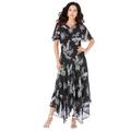Plus Size Women's Floral Sequin Dress by Roaman's in Black Embellished Print (Size 22 W)