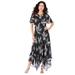 Plus Size Women's Floral Sequin Dress by Roaman's in Black Embellished Print (Size 26 W)