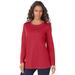 Plus Size Women's Long-Sleeve Crewneck Ultimate Tee by Roaman's in Classic Red (Size 3X) Shirt