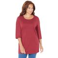 Plus Size Women's Easy Fit 3/4-Sleeve Scoopneck Tee by Catherines in Rich Burgundy (Size 2X)