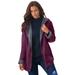 Plus Size Women's Hooded Jacket with Fleece Lining by Roaman's in Dark Berry (Size L) Rain Water Repellent